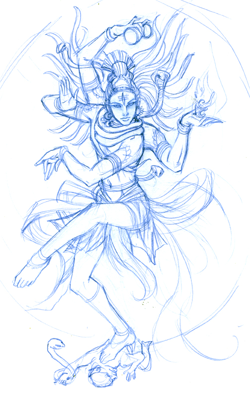 SKETCH__Shiva_Nataraja_WIP_by_ninjafaun