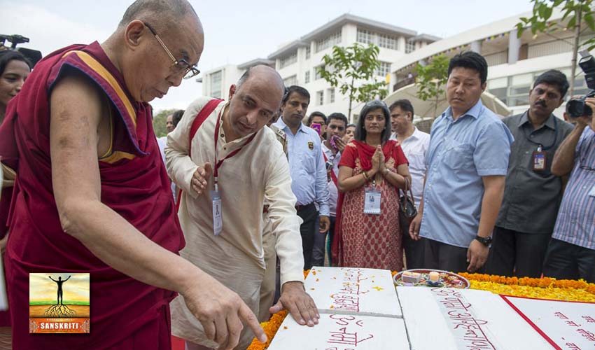 Foudation stone for Sanskrit Centre laid by Dalai Lama
