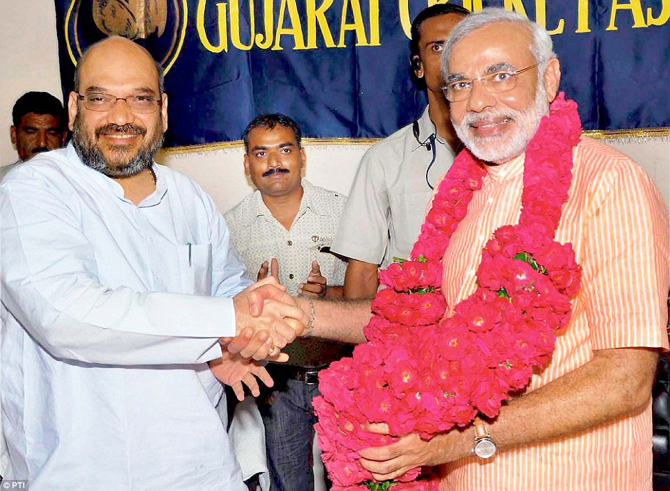 Close: Modi has had a soft spot for Shah since their days as RSS pracharaks in the early 1980s. But, they became closer after Shah's stint in jail for allegedly orchestrating the Sohrabuddin Shaikh fake encounter case.