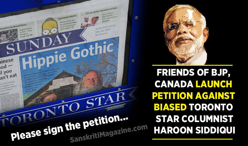 Friends of BJP, Toronto launch petition against biased Toronto Star columnist