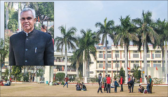 A beautiful campus; (inset) school principal, Acharya Dr. Dev Vrat