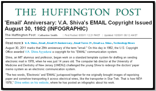 Huffington Post was first to share the Anniversary of Email in 2011. 