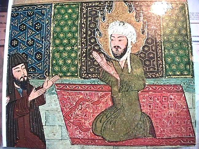 Mohammed greeting ambassadors from Medina. Likely of central Asian origin, though the site on which the image was found does not give an exact date or location.