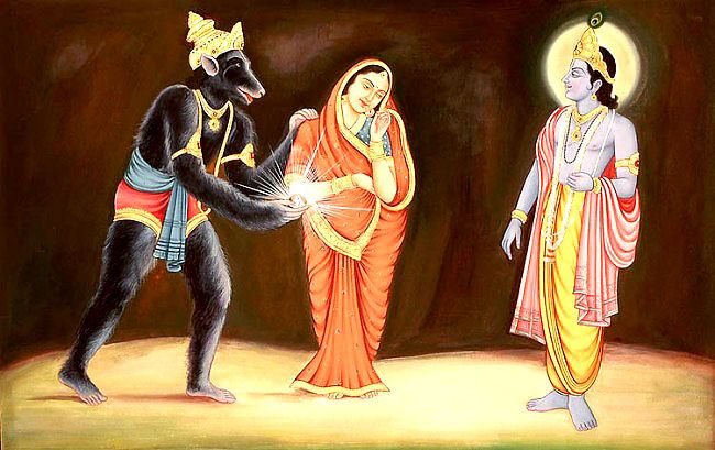 Jambavan-offers-his-daughter-and-Syamantaka-to-Krishna