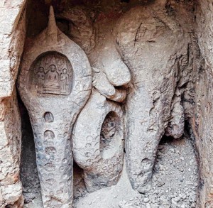 A mud sculpture of Gautam Buddha 