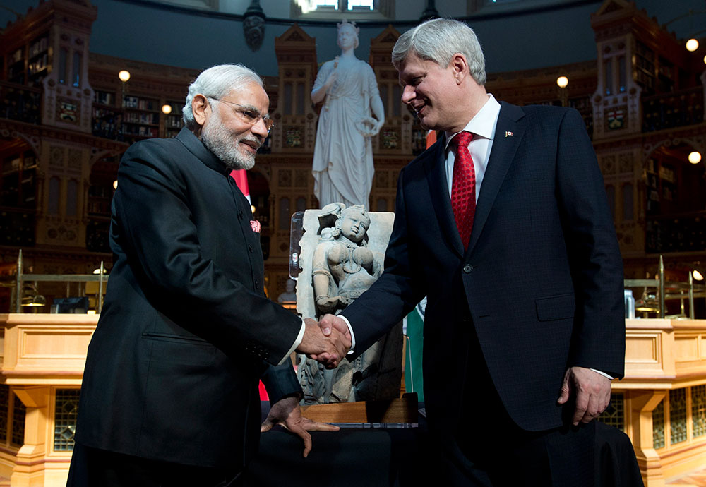 Stephen Harper returns India’s lost 'Parrot Lady' sculpture to Modi