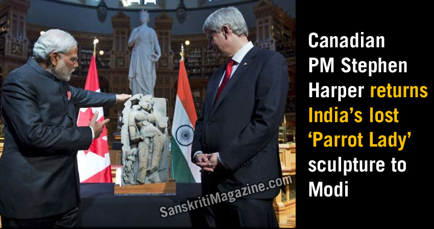 Stephen Harper returns India’s lost 'Parrot Lady' sculpture to Modi