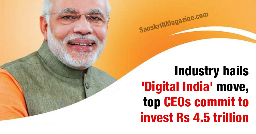 Industry hails 'Digital India' move, top CEOs commit to invest Rs 4.5 trillion Read more at: http://economictimes.indiatimes.com/articleshow/47901803.cms?utm_source=FbM&utm_medium=ETFbMain&utm_campaign=ETFbMain&utm_source=contentofinterest&utm_medium=text&utm_campaign=cppst