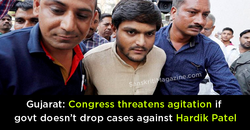 Congress threatens agitation if govt doesn’t drop cases against Hardik Patel