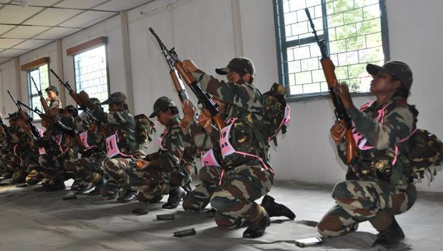 The Assam Rifles inducted 100 women after a year-long training programme at the Assam Rifles Training Centre and School in Nagaland. (HT Photos)