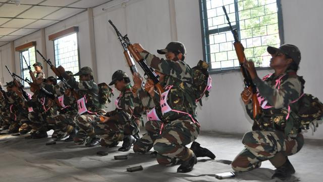 The Assam Rifles inducted 100 women after a year-long training programme at the Assam Rifles Training Centre and School in Nagaland. (HT Photos)