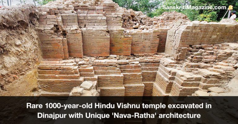 Rare 1000-year-old Hindu Vishnu temple excavated in Dinajpur with Unique 'Nava-Ratha' architecture