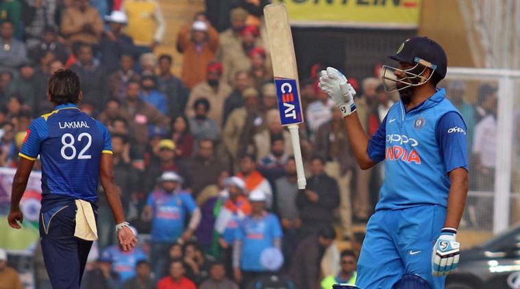 Rohit Sharma in action during 2nd ODI match against Sri Lanka Played at IS Bindra PCA stadium in Mohali on Wednesday, 13 December 2017. Express Photo by Kamleshwar Singh