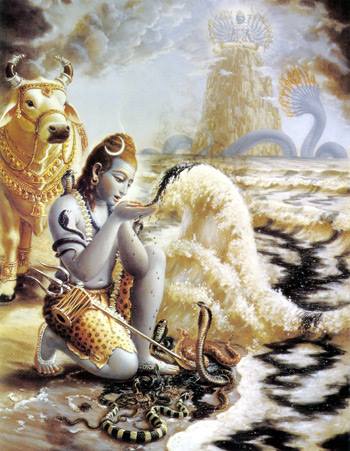 Shiva drinking poison
