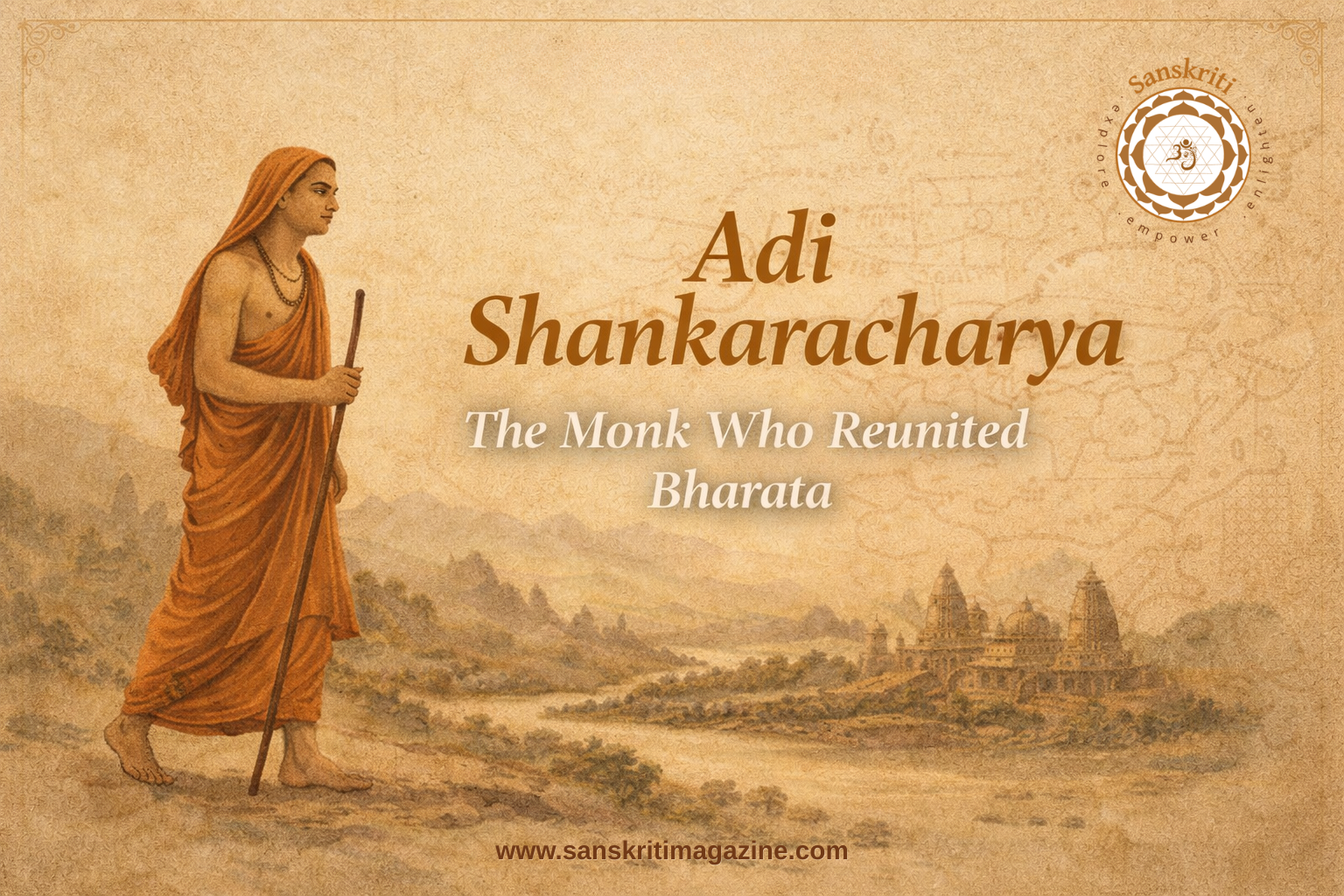 Adi Shankaracharya Jayanti 2026 — Advaita Vedanta, Om symbol, and four Amnaya Peethas