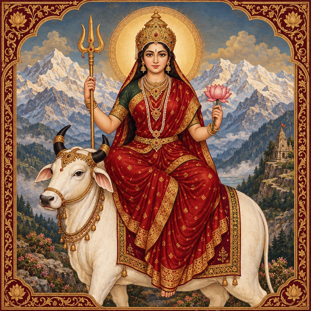 AI-generated devotional illustration of Maa Shailaputri